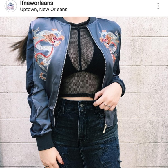 LF Jackets & Blazers - NWT LF Dragon Satin Bomber Jacket